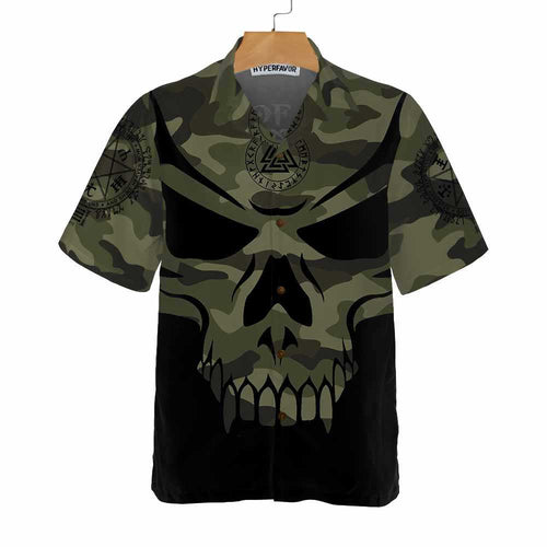 Camouflage Skull Viking Hawaiian Shirt, Son Of Odin Viking Shirt