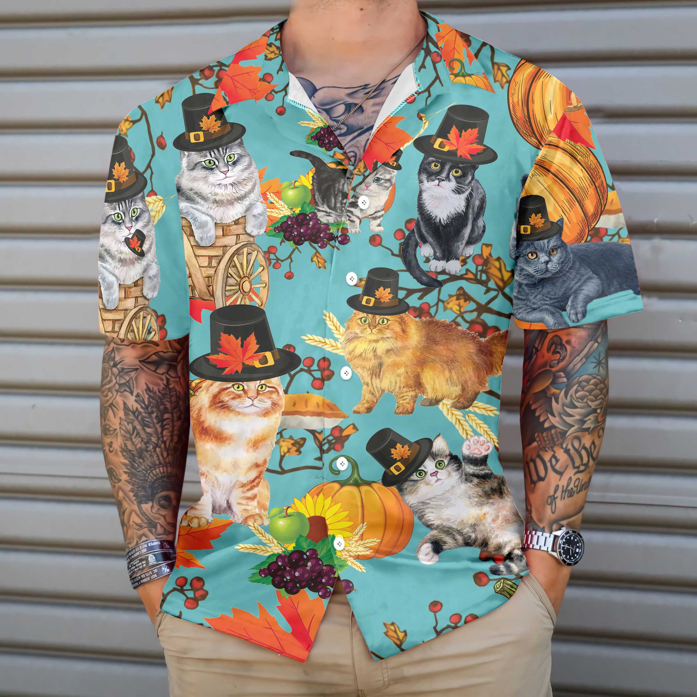 Cats Thanksgiving Hawaiian Shirt, Funny Gift For Thanksgiving Day