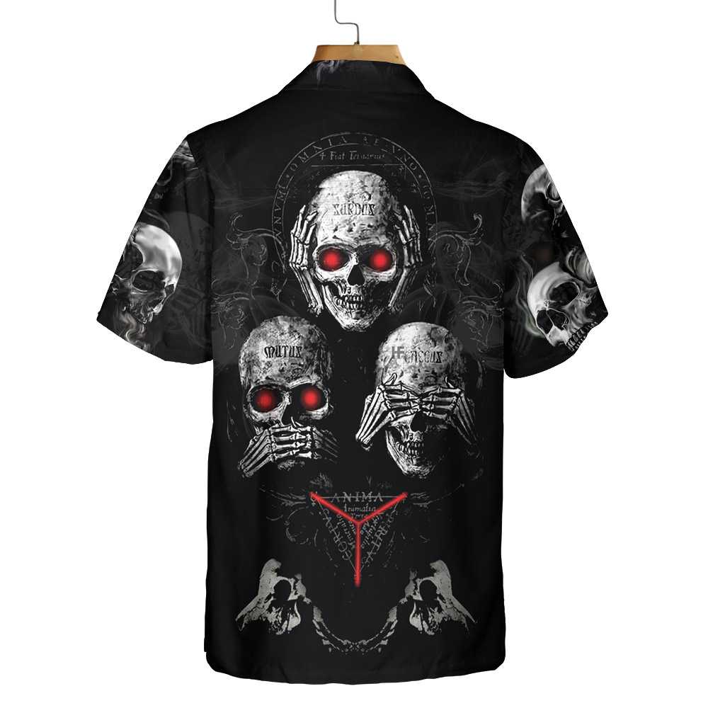 IDGAF Skull Hawaiian Shirt, Halloween Black Gothic Skull Shirt For Men And Women
