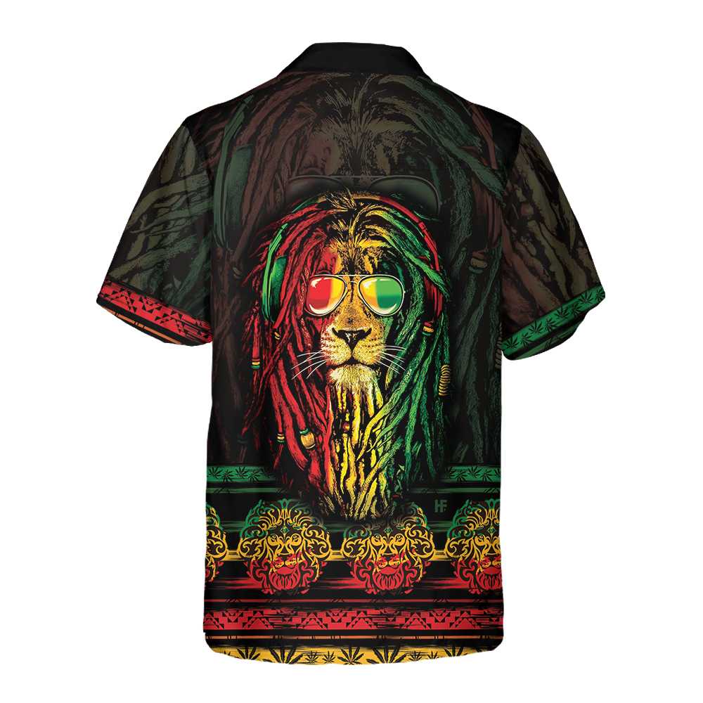 Rasta Lion With Cannabis Marijuana Lion Hawaiian Shirt, Button Up Lion Shirt For Men & Women, Cool Gift For Lion Lover