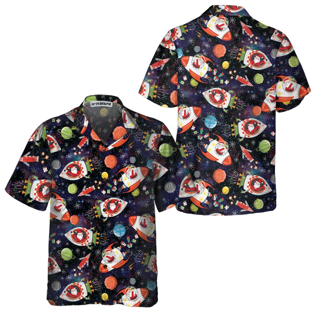 Santa In Outer Space Hawaiian Shirt, Funny Christmas Santa Shirt, Gift For Christmas