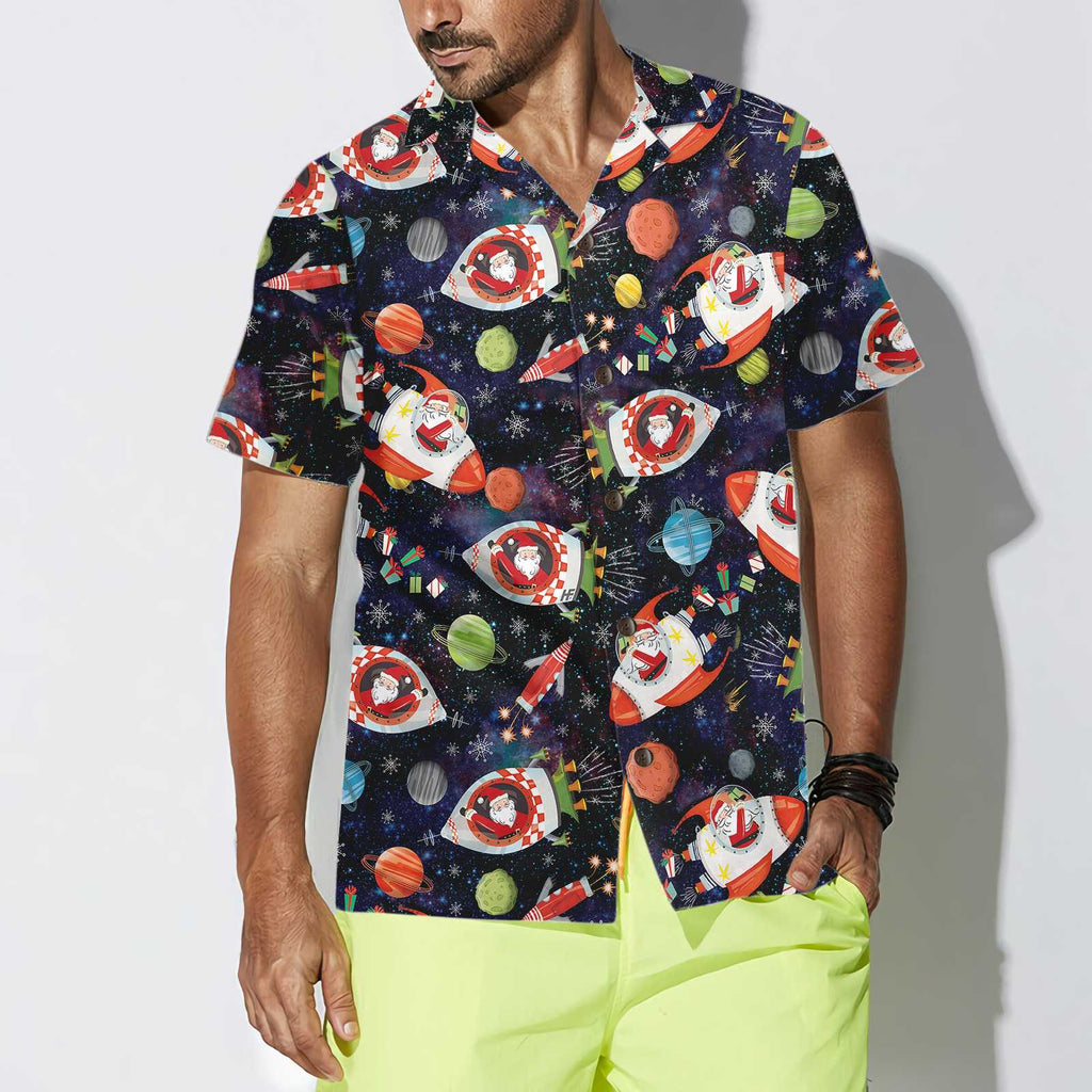 Santa In Outer Space Hawaiian Shirt, Funny Christmas Santa Shirt, Gift For Christmas