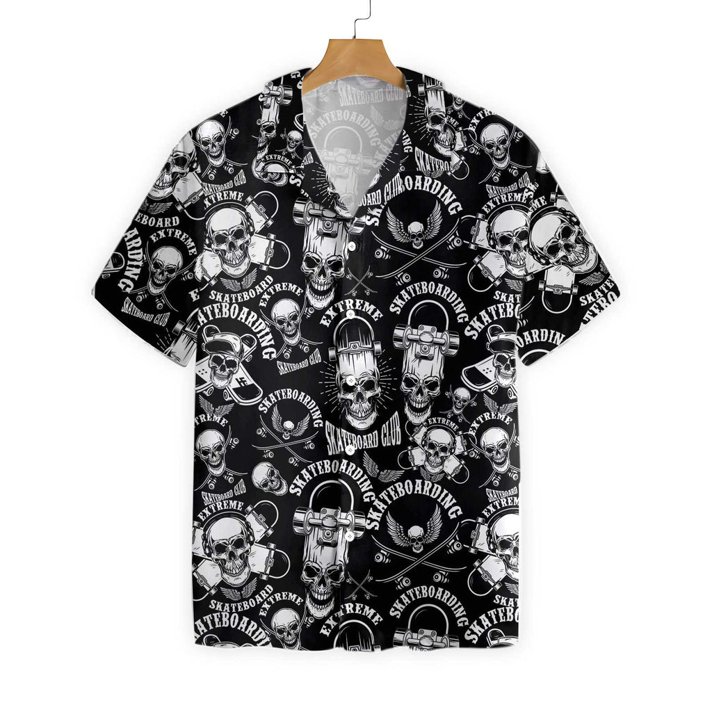 Skateboard Emblems In Monochrome Style Hawaiian Shirt
