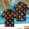 Skulls & Flowers Day Of The Dead Hawaiian Shirt, Vintage Skull And Red Roses Shirt, Day Of The Dead Gift