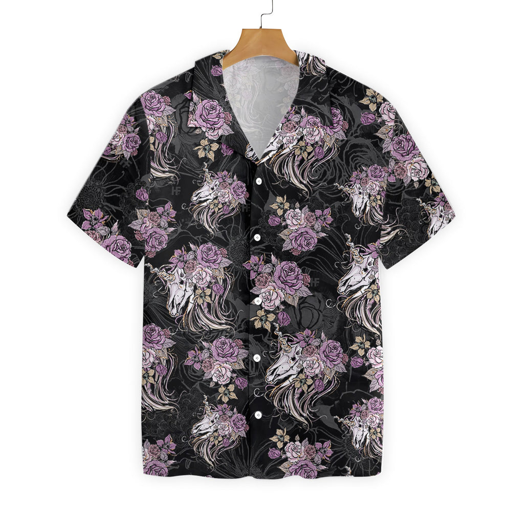 Unicorn Skull Flowers Hawaiian Shirt