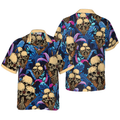 Skull Tropical Palm Leaves Background Hawaiian Shirt