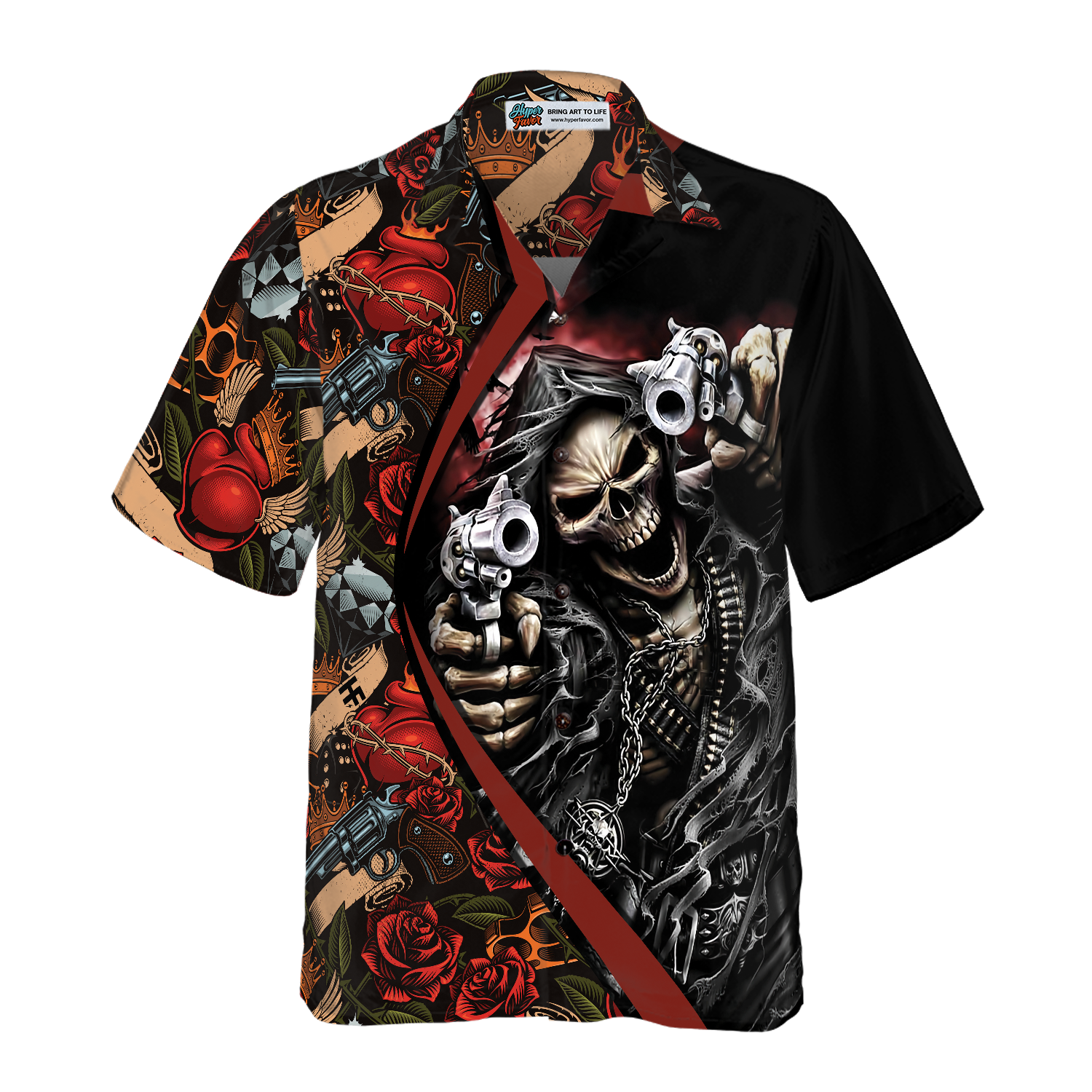 Cool Gun Skull Hawaiian Shirt