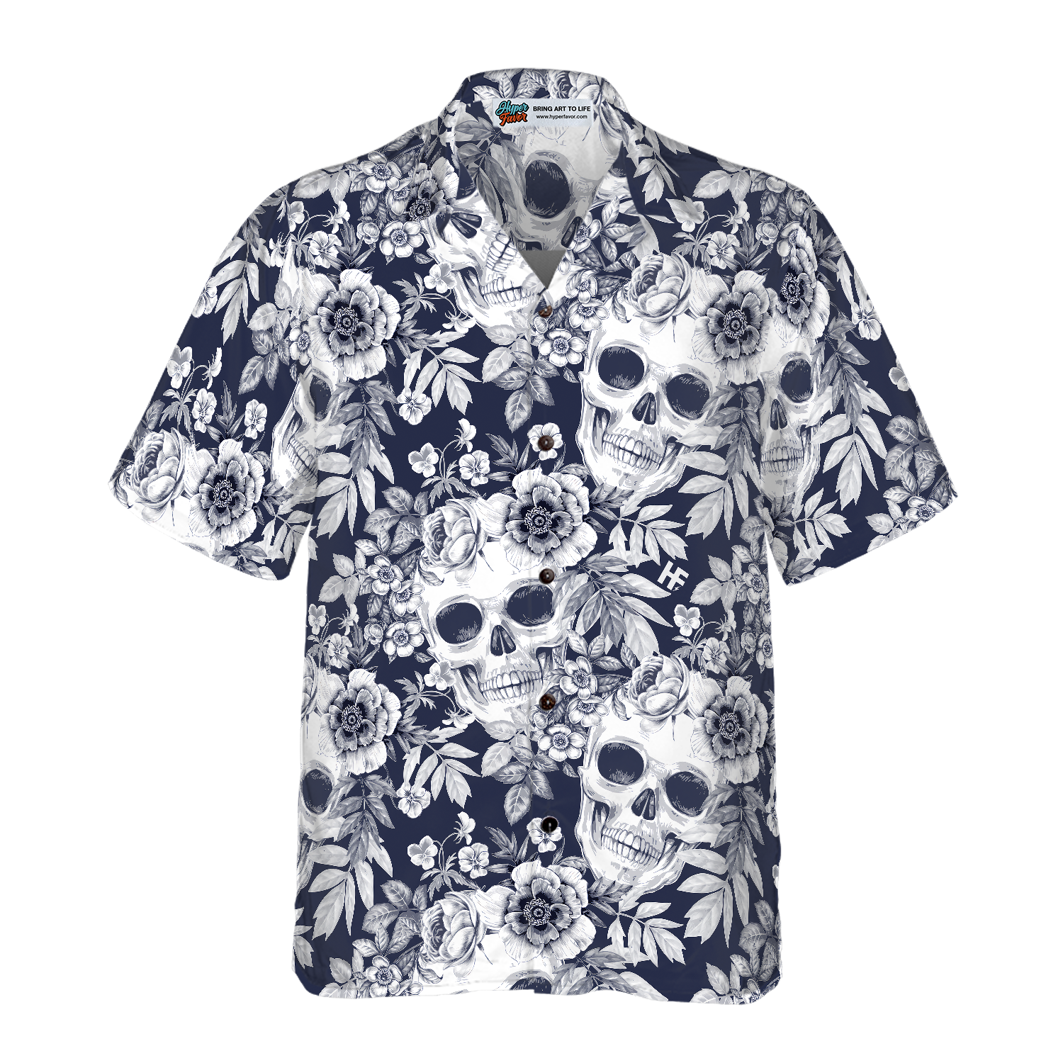 Wreaths Of Garden Flowers And Skulls Hawaiian Shirt