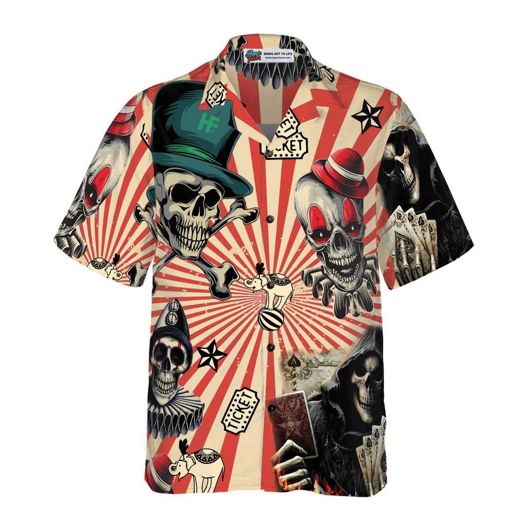 Circus Mysteries With Skull Magicians And Clowns Hawaiian Shirt