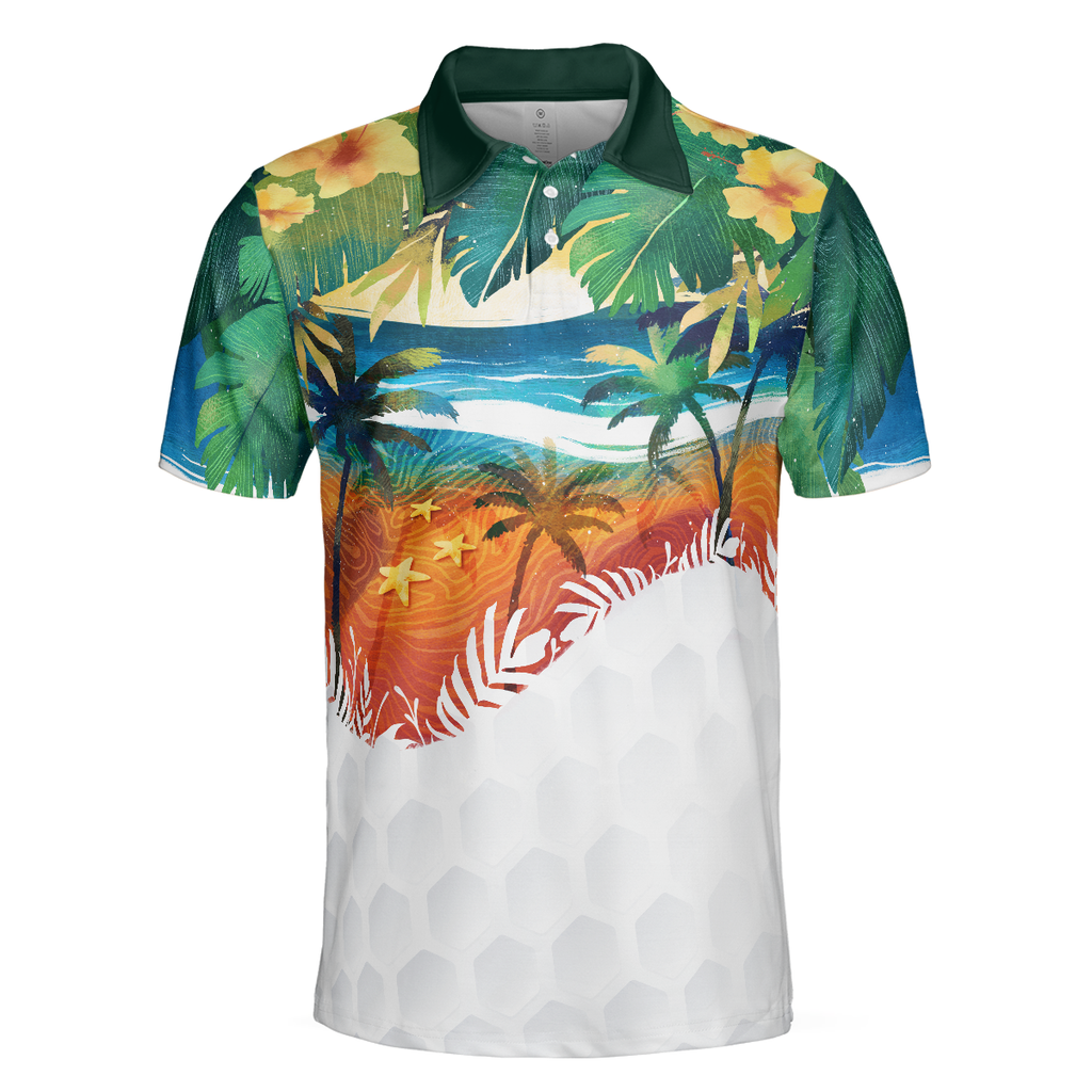 Golf Summer Tropical Beach Landscape Polo Shirt For Men