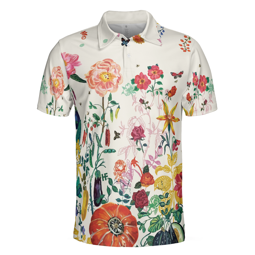 Tropical Floral Summer Polo Shirt, Floral Print Tropical Polo Shirt For Summer, Best Summer Vibe Shirt