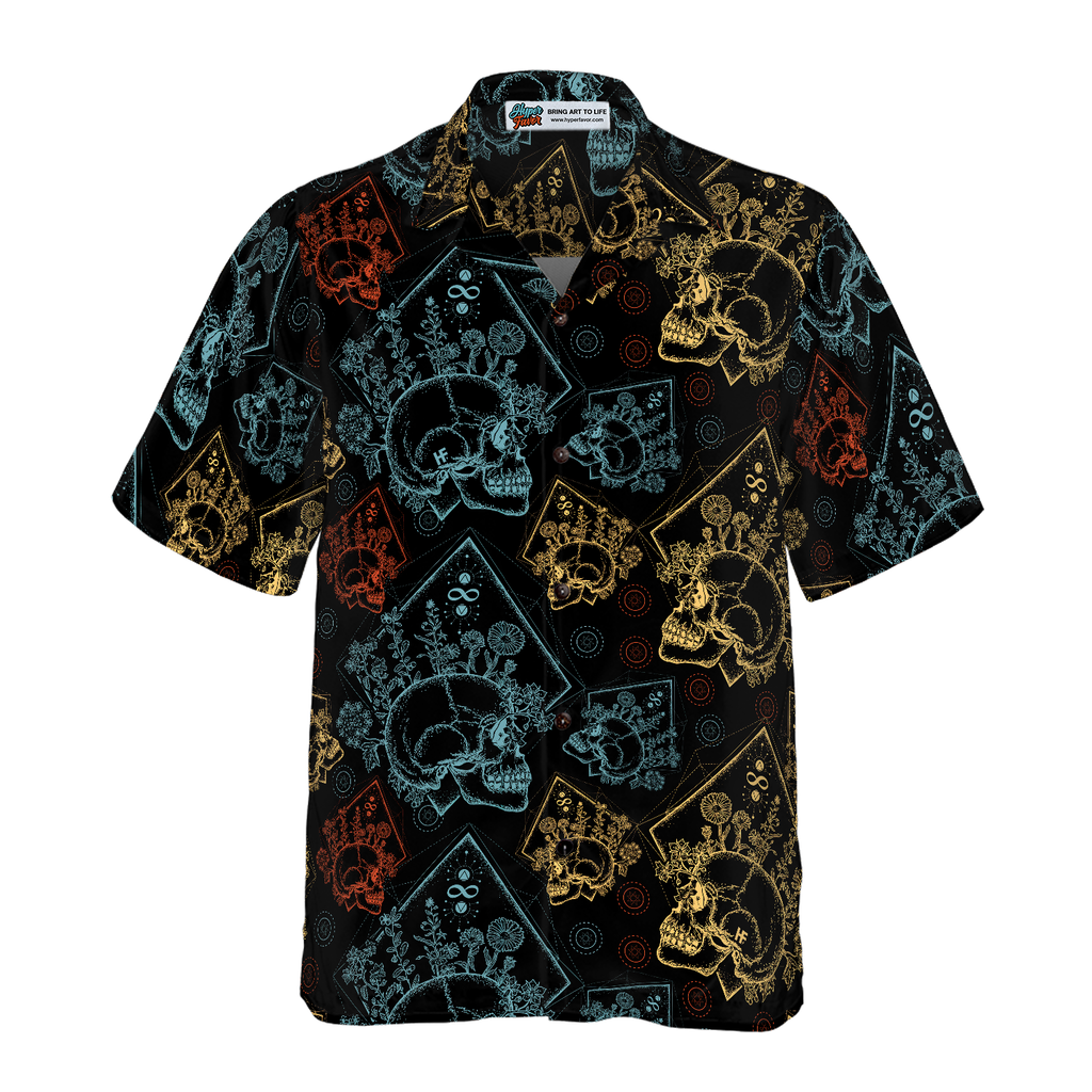 Gothic Skulls In Scrapbooking Style Hawaiian Shirt