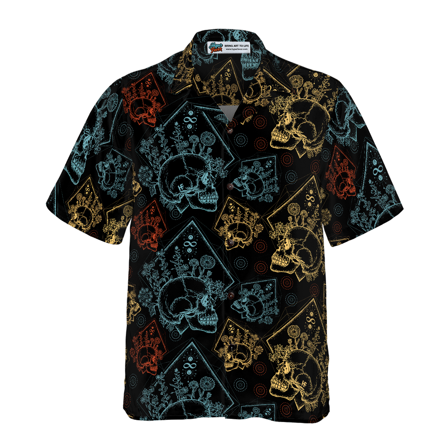 Gothic Skulls In Scrapbooking Style Hawaiian Shirt