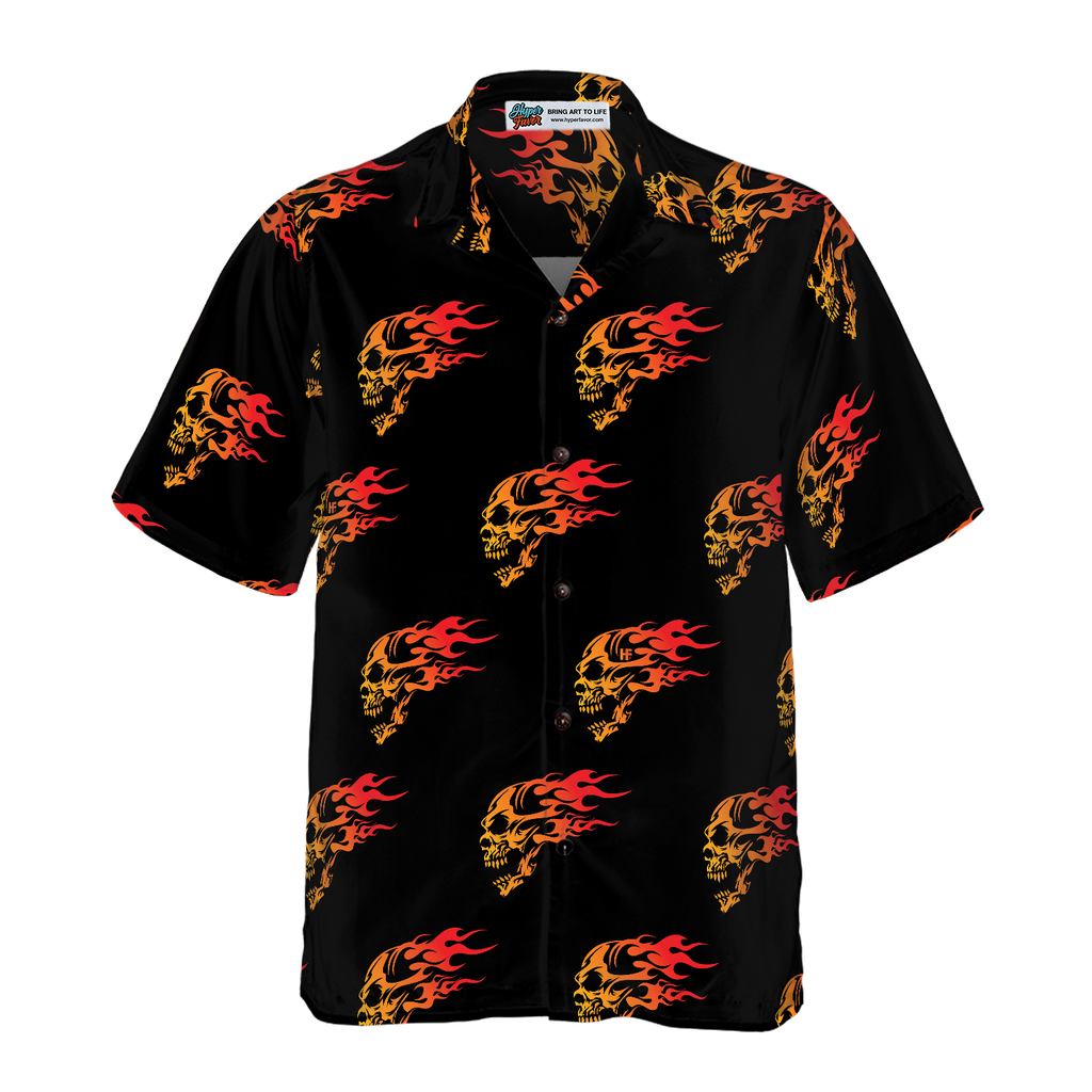 Flaming Angry Skull Hawaiian Shirt