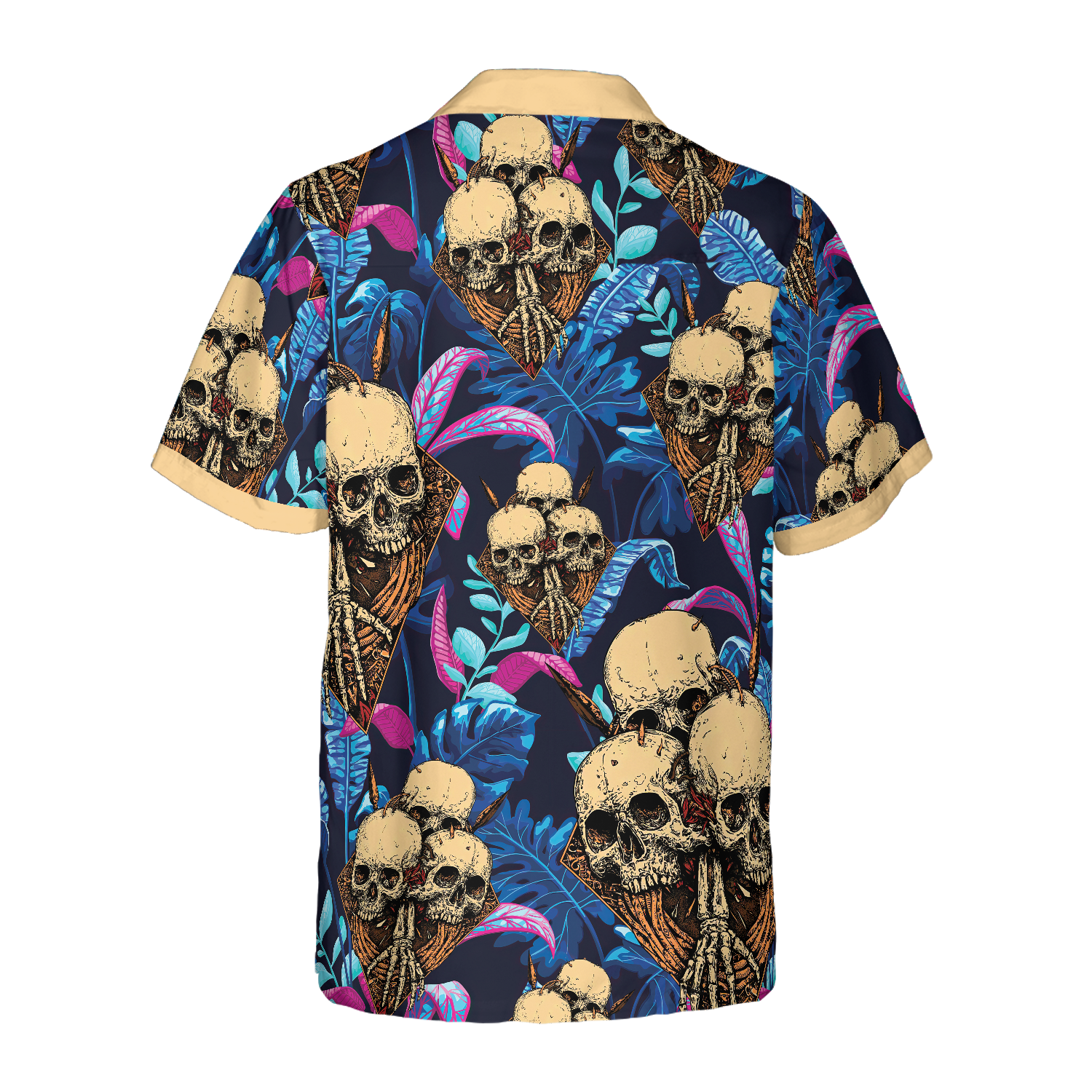 Skull Tropical Palm Leaves Background Hawaiian Shirt