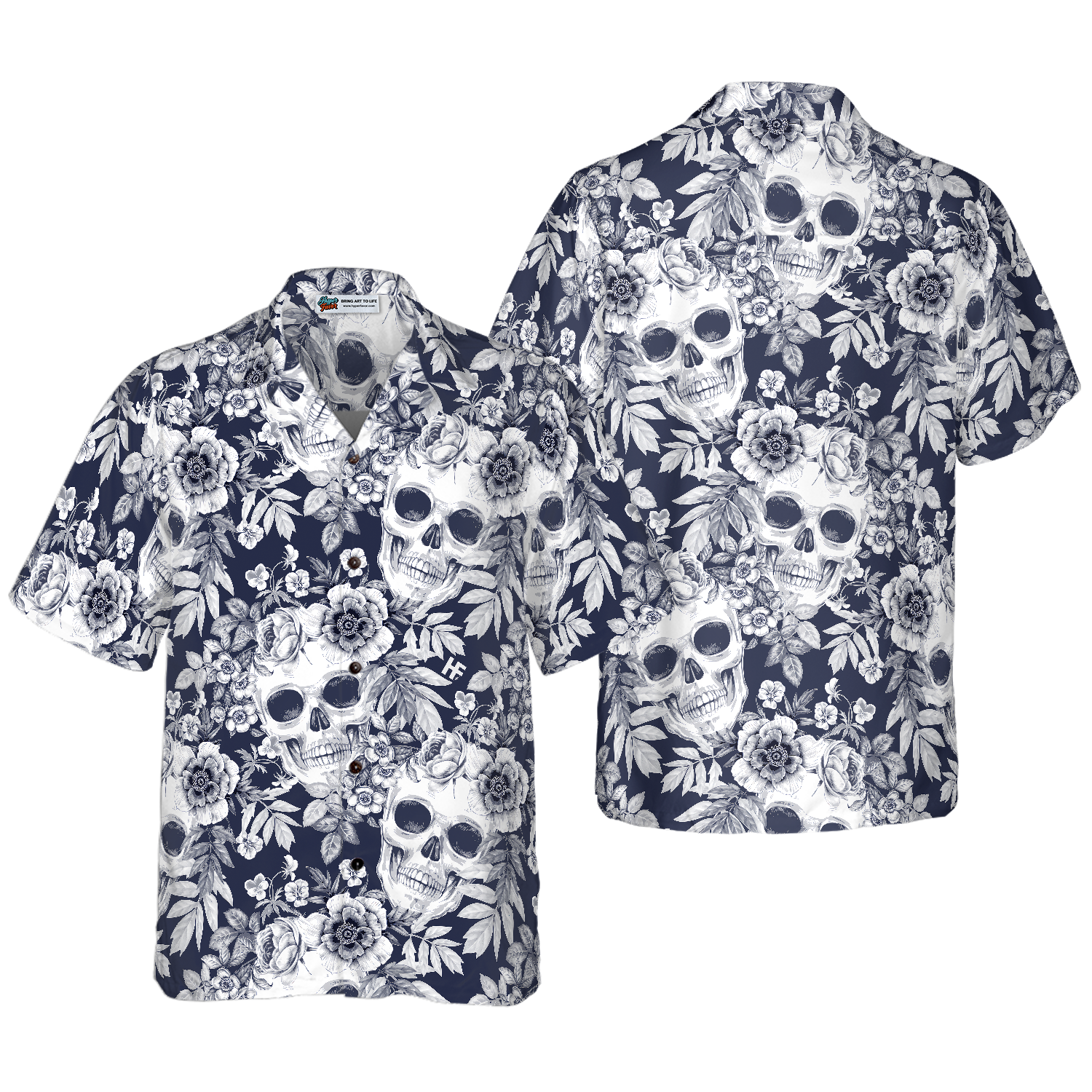 Wreaths Of Garden Flowers And Skulls Hawaiian Shirt