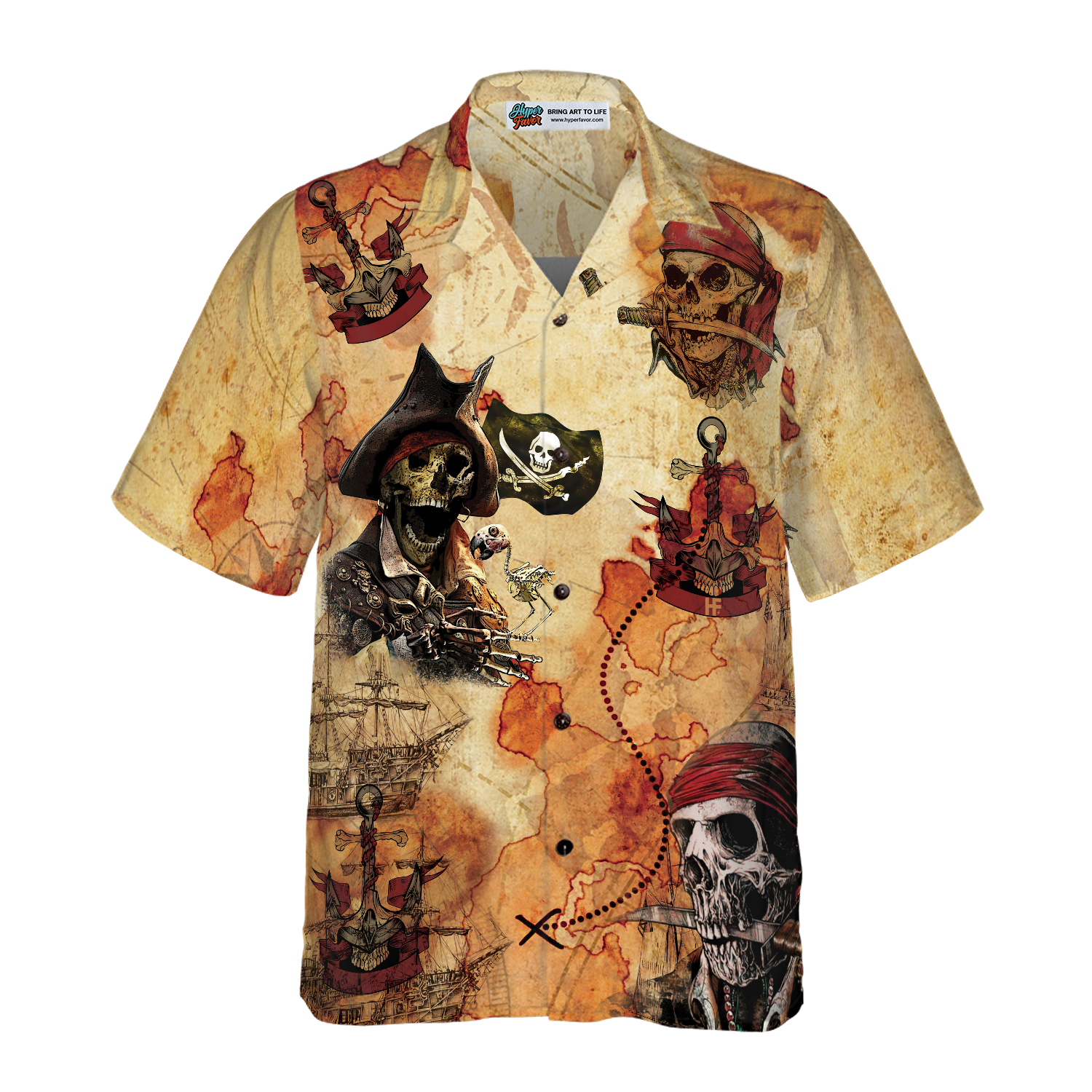 Pirate Skull Treasure Hunt Hawaiian Shirt