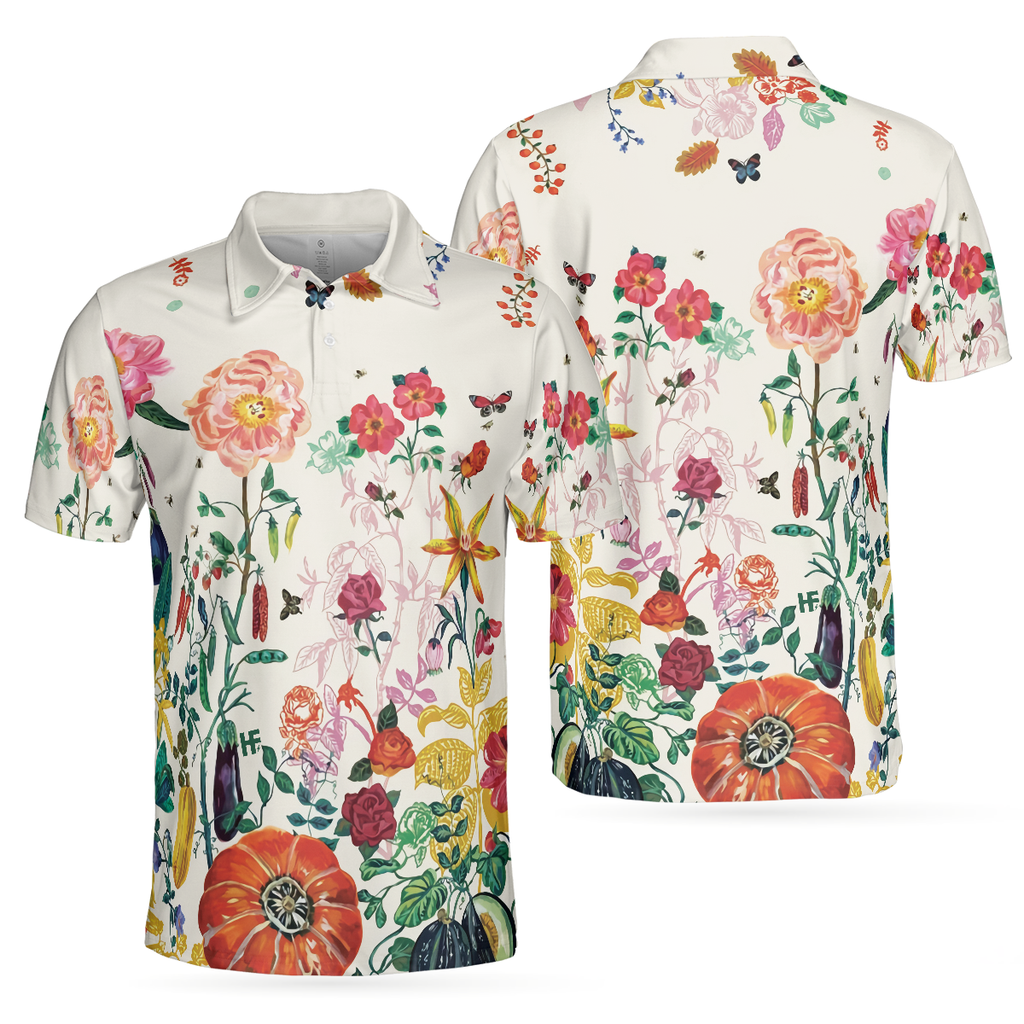 Tropical Floral Summer Polo Shirt, Floral Print Tropical Polo Shirt For Summer, Best Summer Vibe Shirt