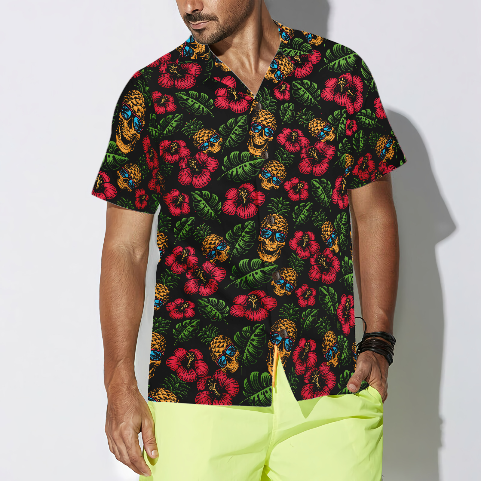 Skulls And Pineapples Seamless Pattern Hawaiian Shirt