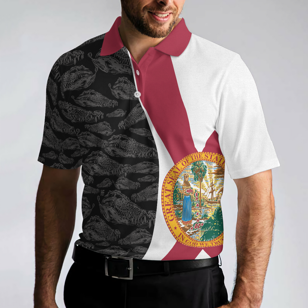 Florida Skull Golf Polo Shirt, Funny Golf Shirt With Sayings, Golf Gift Idea For Professional Golfers