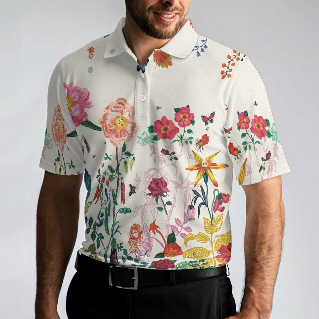 Tropical Floral Summer Polo Shirt, Floral Print Tropical Polo Shirt For Summer, Best Summer Vibe Shirt