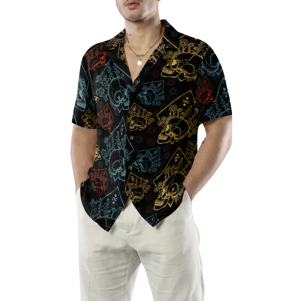 Gothic Skulls In Scrapbooking Style Hawaiian Shirt